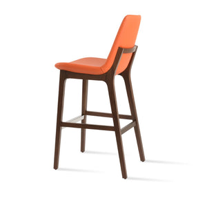 Soho Concept Eiffel Wood Barstools & Counterstools - Stylish Leatherette Seats, Brass Footrests, 2-year Warranty Walnut,Orange  Soho-concept-dining-chair-06731