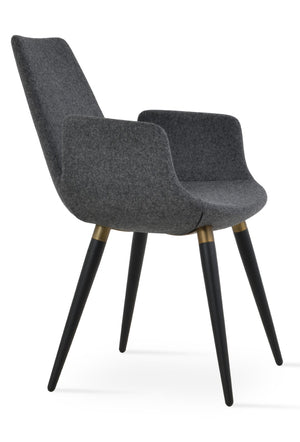 Soho Concept Eiffel Ana Armchair Dining Chair - Stylish Wool Upholstery, Durable Metal Base, 10-year Guarantee! Black,Gold,Dark Grey  Soho-concept-dining-chair-02698