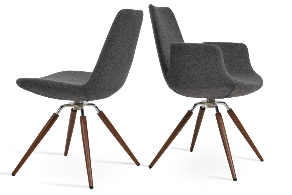 Soho Concept Eiffel Carrot Swivel Chair - Stylish Dining Chair In Camira Wool, 10-year Guarantee, Dark Grey Finish Dark Grey,Walnut Swivel. Solid Metal Top Part Connected To Four Tubular Legs Soho-concept-dining-chair-03073