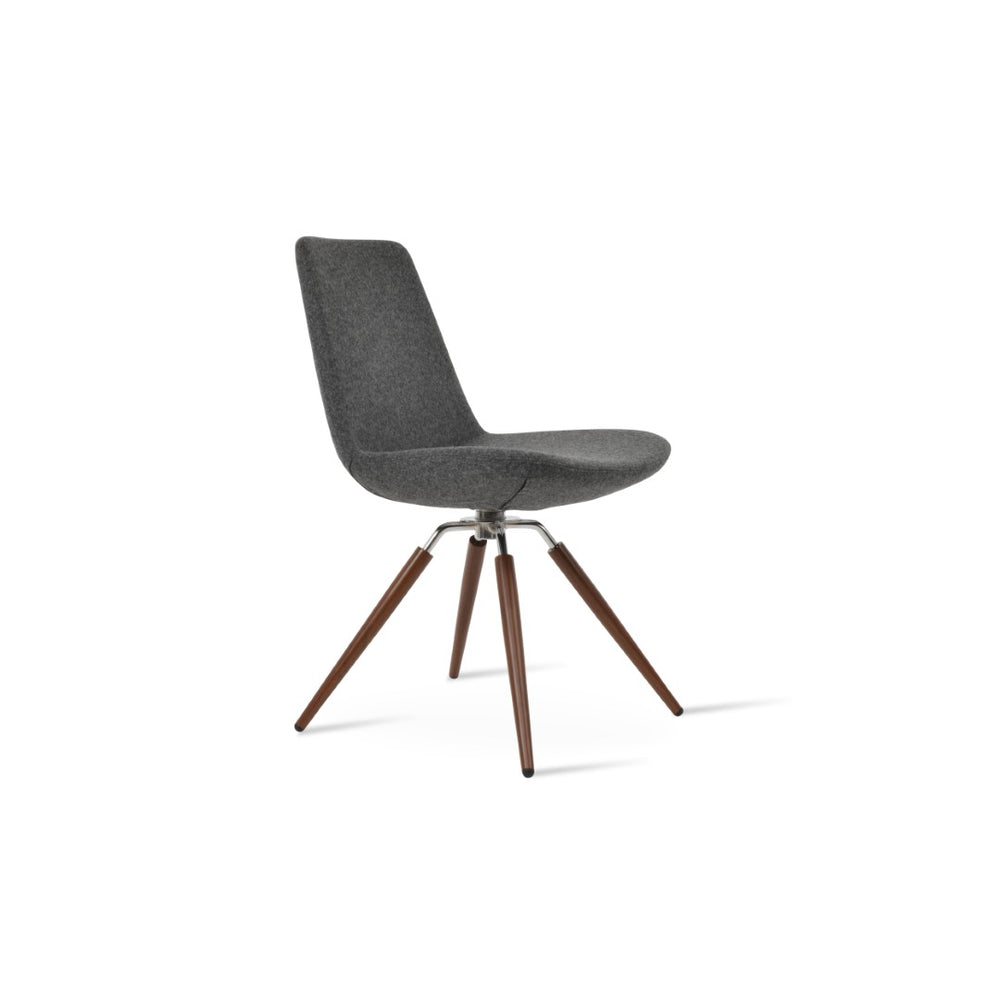 Soho Concept Eiffel Carrot Swivel Chair - Stylish Dining Chair In Camira Wool, 10-year Guarantee, Dark Grey Finish Dark Grey,Walnut Swivel. Solid Metal Top Part Connected To Four Tubular Legs Soho-concept-dining-chair-03073