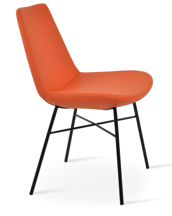 Soho Concept Eiffel Cross Chair Dining Chair - Premium Leatherette, 2-year Guarantee, Stylish Comfort & Durability Black,Orange  Soho-concept-dining-chair-03153