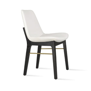 Soho Concept Eiffel Wood Chair - Stylish Dining Seating With Durable Leatherette, Brass Stretchers & 2-year Guarantee Ash,Brass,White  Soho-concept-dining-chair-03162