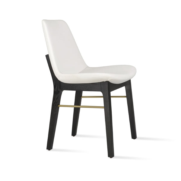 Soho Concept Eiffel Wood Chair - Stylish Dining Seating With Durable Leatherette, Brass Stretchers & 2-year Guarantee Ash,Brass,White  Soho-concept-dining-chair-03162