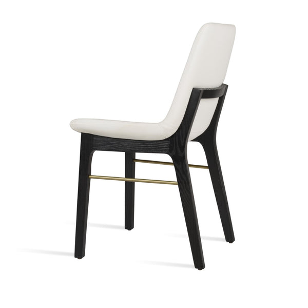 Soho Concept Eiffel Wood Chair - Stylish Dining Seating With Durable Leatherette, Brass Stretchers & 2-year Guarantee Ash,Brass,White  Soho-concept-dining-chair-03163