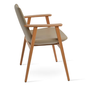 Soho Concept Eiffel Guest Chair - Stylish Armrest Dining Chair In Soft Leatherette With Walnut Finish & 2-year Warranty Natural  Soho-concept-dining-chair-03211