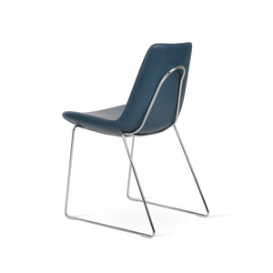 Soho Concept Eiffel Handle Back Dining Chair - Stylish, Durable Leatherette With 2-year Guarantee, 350 Lbs Capacity Chrome,Blue  Soho-concept-dining-chair-03225