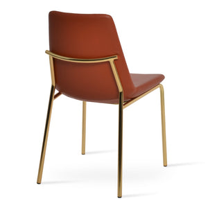 Soho Concept Eiffel Harris Chair - Elegant Dining Chair With Leatherette, Chrome Base & 2-year Guarantee, 300 Lb Capacity Gold  Soho-concept-dining-chair-03243