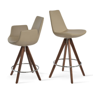 Soho Concept Eiffel Pyramid Wood Barstools & Counterstools - Elegant Upholstery, Solid Wood, 10-year Guarantee! Walnut  Soho-concept-dining-chair-08038