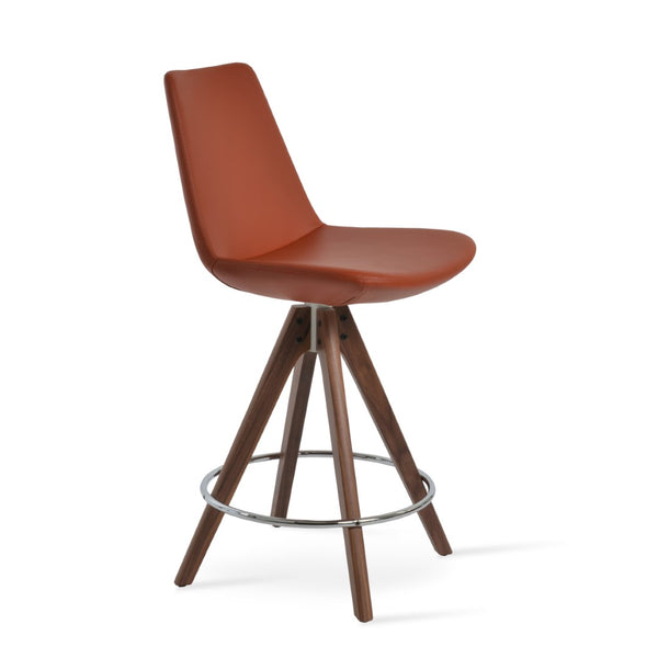Soho Concept Eiffel Pyramid Barstools & Counterstools - Stylish Wood Swivel Stools In Boucle, Velvet, Nubuck Fabrics Walnut  Soho-concept-dining-chair-08037