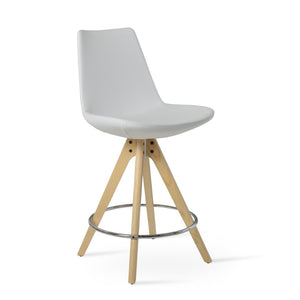 Soho Concept Eiffel Pyramid Barstools & Counterstools - Stylish Wood Swivel Stools In Boucle, Velvet, Nubuck Fabrics Natural,Ash,White  Soho-concept-dining-chair-08040