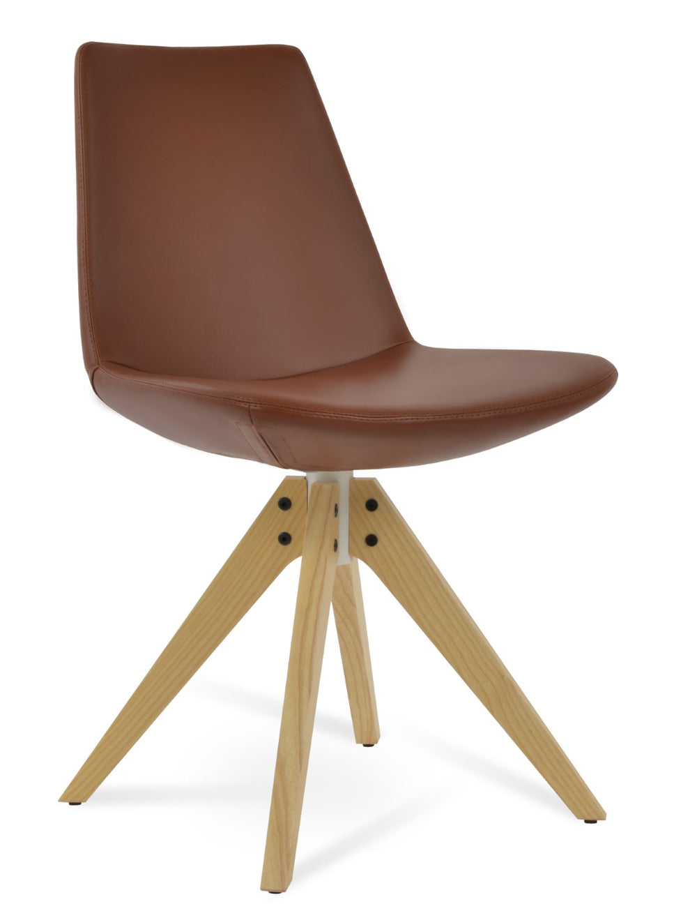 Soho Concept Eiffel Pyramid Swivel Dining Chair - Premium Leatherette, Solid Wood Base, 2-year Guarantee, Stylish Comfort Walnut  Soho-concept-dining-chair-02674