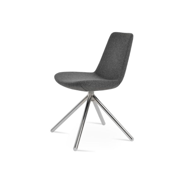 Soho Concept Eiffel Stick Swivel Chair - Elegant Camira Blazer Wool Fabric, 10-year Guarantee, Durable Design Chrome,Dark Grey  Soho-concept-dining-chair-03484