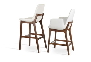 Soho Concept Eiffel Wood Barstools & Counterstools - Stylish Leatherette Seats, Brass Footrests, 2-year Warranty Walnut,White  Soho-concept-dining-chair-08042
