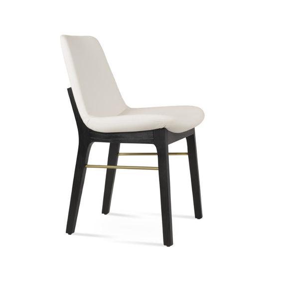 Soho Concept Eiffel Wood Chair - Stylish Dining Seating With Durable Leatherette, Brass Stretchers & 2-year Guarantee Ash,White  Soho-concept-dining-chair-03614