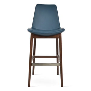 Soho Concept Eiffel Wood Barstools & Counterstools - Stylish Leatherette Seats, Brass Footrests, 2-year Warranty Walnut,Blue  Soho-concept-dining-chair-06711