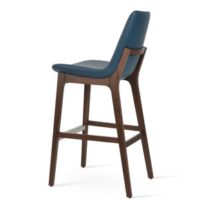 Soho Concept Eiffel Wood Barstools & Counterstools - Stylish Leatherette Seats, Brass Footrests, 2-year Warranty Walnut,Blue  Soho-concept-dining-chair-08024