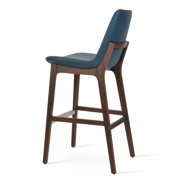 Soho Concept Eiffel Wood Barstools & Counterstools - Stylish Leatherette Seats, Brass Footrests, 2-year Warranty Walnut,Blue  Soho-concept-dining-chair-08024