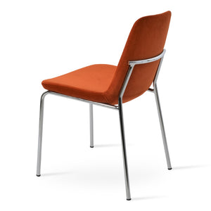 Soho Concept Eiffel Harris Chair - Stylish Dining Chair In Boucle, Velvet, Nubuck & Camira Fabrics With Guarantees Orange,Brass,Chrome  Soho-concept-dining-chair-02670
