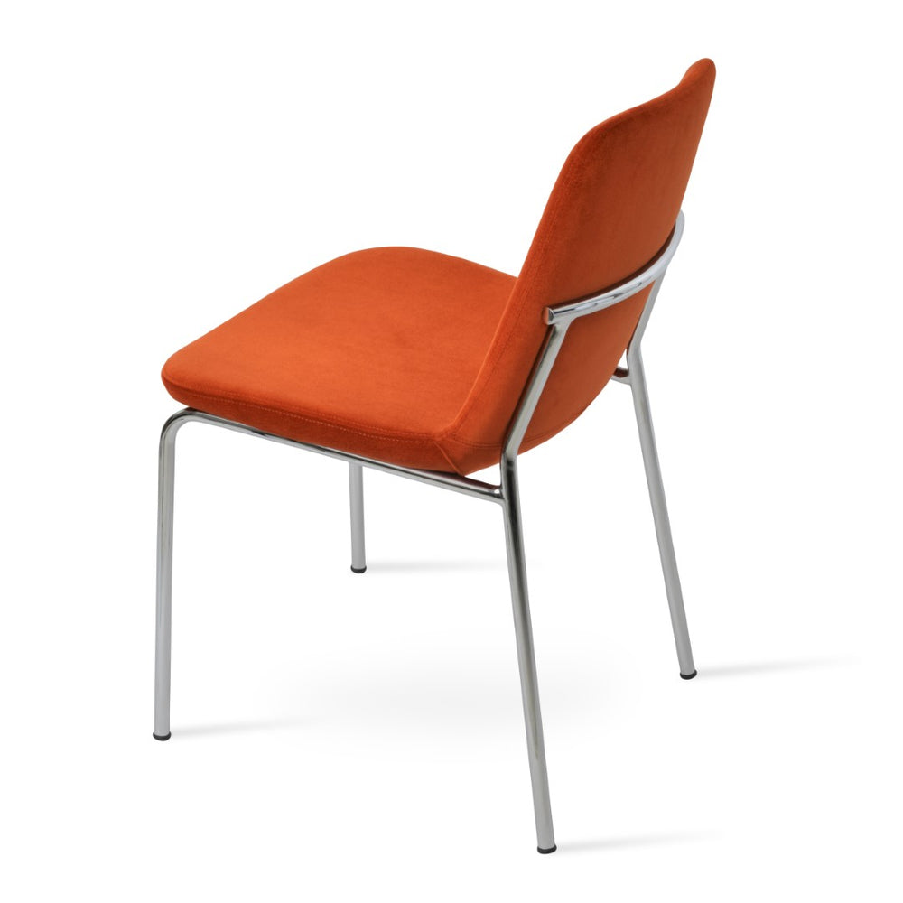 Soho Concept Eiffel Harris Chair - Stylish Dining Chair In Boucle, Velvet, Nubuck & Camira Fabrics With Guarantees Orange,Brass,Chrome  Soho-concept-dining-chair-02670
