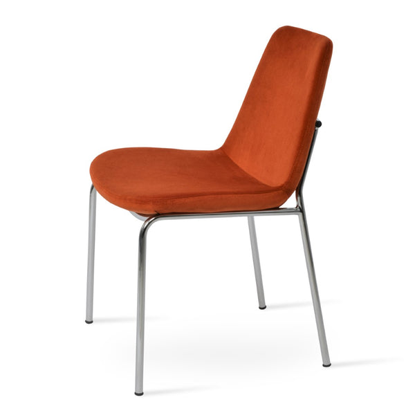 Soho Concept Eiffel Harris Chair - Stylish Dining Chair In Boucle, Velvet, Nubuck & Camira Fabrics With Guarantees Orange,Brass,Chrome  Soho-concept-dining-chair-02670