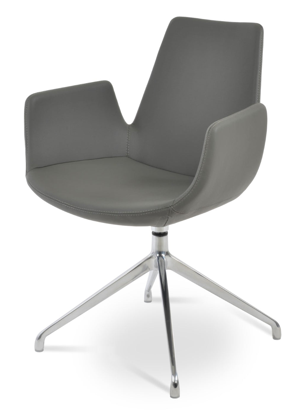 Soho Concept Eiffel Spider Swivel Armchair - Modern Comfort With Leatherette Upholstery & Adjustable Arms, Grey Grey  Soho-concept-dining-chair-02641