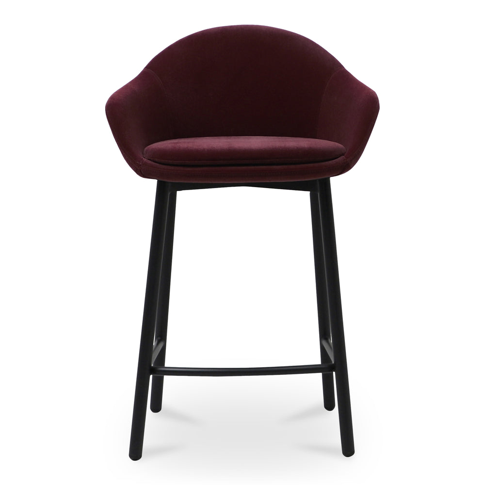 Moe's Home Emily Counter Stool - Cozy Design With Sturdy Metal Legs, Perfect For Any Interior Style And Space Purple Upholstery, 100% Polyester,Steel Legs Ej-1046-38
