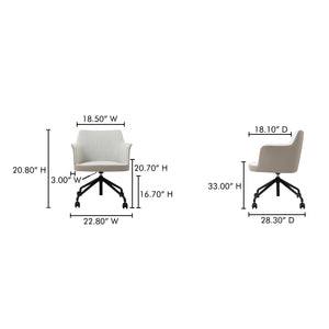 Moe's Home Morris Ergonomic Office Chair - Swivel Design, Adjustable Height & Comfortable Support For Work Beige Upholstery, 100% Polyester,Vegan Leather,Foam Ej-1047-34