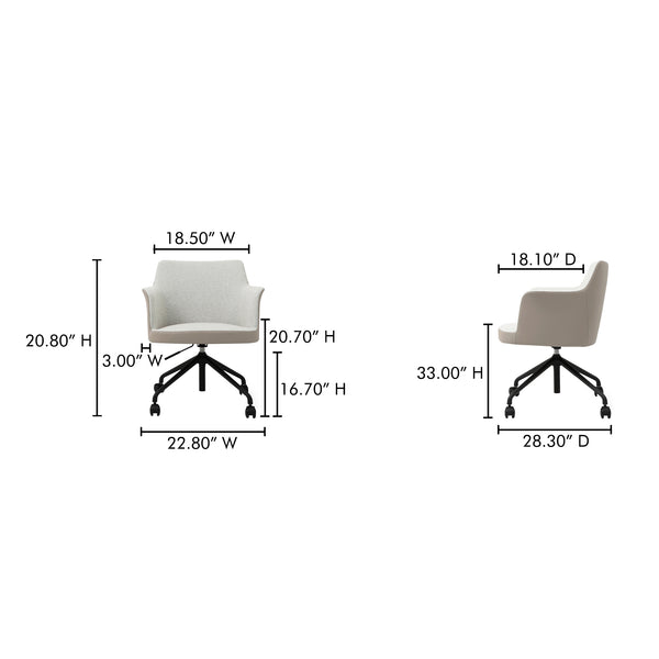 Moe's Home Morris Ergonomic Office Chair - Swivel Design, Adjustable Height & Comfortable Support For Work Beige Upholstery, 100% Polyester,Vegan Leather,Foam Ej-1047-34