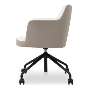 Moe's Home Morris Ergonomic Office Chair - Swivel Design, Adjustable Height & Comfortable Support For Work Beige Upholstery, 100% Polyester,Vegan Leather,Foam Ej-1047-34