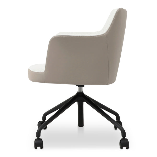 Moe's Home Morris Ergonomic Office Chair - Swivel Design, Adjustable Height & Comfortable Support For Work Beige Upholstery, 100% Polyester,Vegan Leather,Foam Ej-1047-34