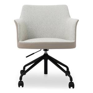 Moe's Home Morris Ergonomic Office Chair - Swivel Design, Adjustable Height & Comfortable Support For Work Beige Upholstery, 100% Polyester,Vegan Leather,Foam Ej-1047-34