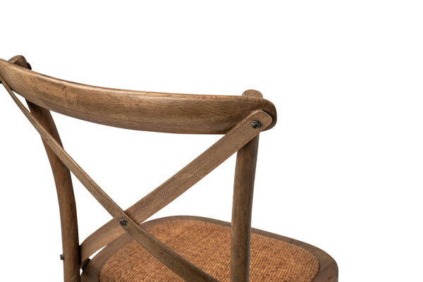 Dovetail Gaston Dining Chair Natural Finish Oak Wood Frame and Rattan Seat EL23