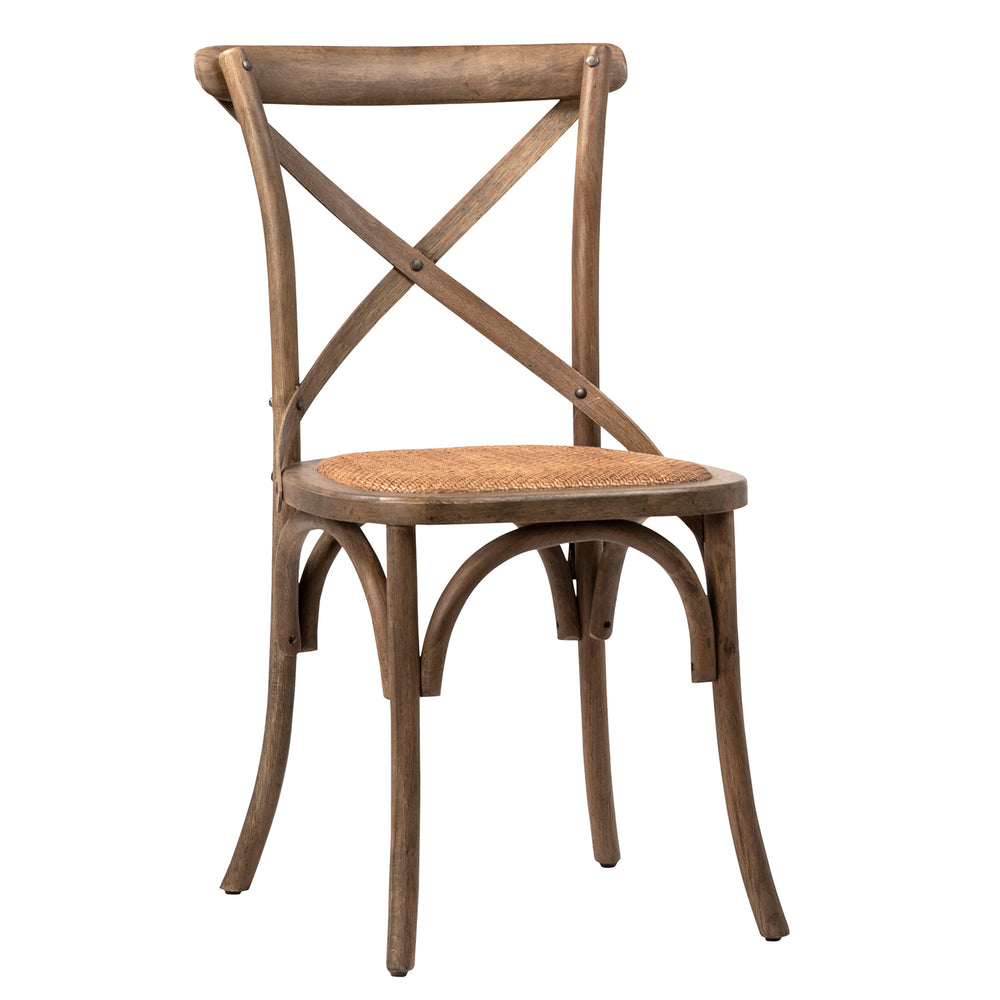 Dovetail Gaston Dining Chair Natural Finish Oak Wood Frame and Rattan Seat EL23