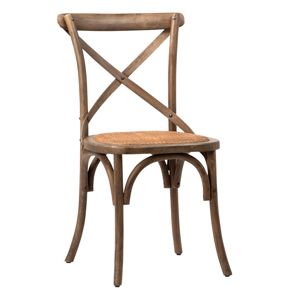 Dovetail Gaston Dining Chair Natural Finish Oak Wood Frame and Rattan Seat EL23