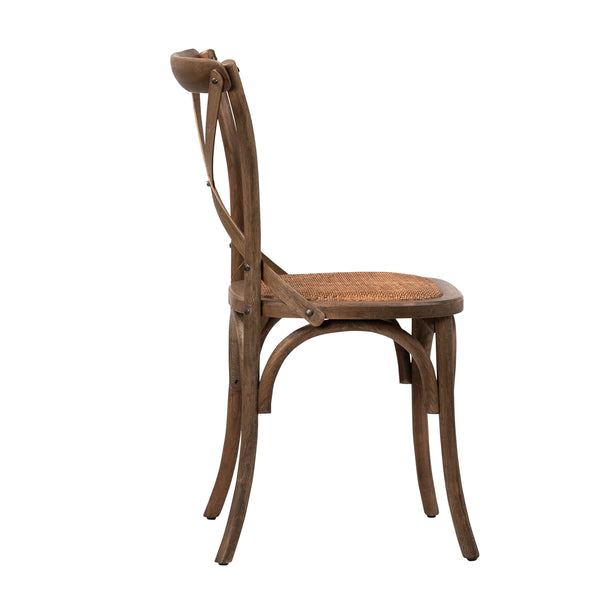Dovetail Gaston Dining Chair Natural Finish Oak Wood Frame and Rattan Seat EL23