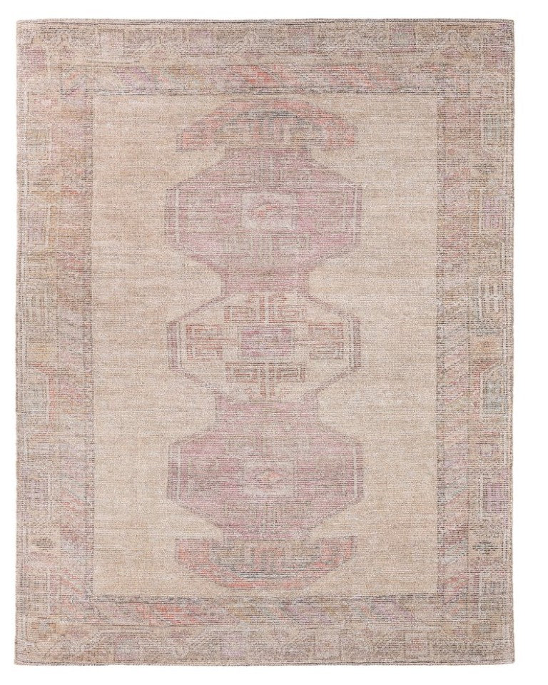 Jaipur Living Jaipur Kader Handmade Elaida Rug — Distressed Oriental Medallion, Jute-Cotton Blend, Soft Sheen 7'9"X9'9" RUG163237