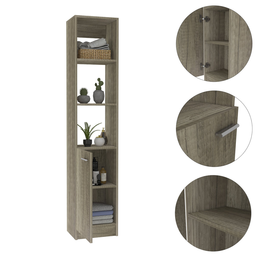 English Elm Malaga Linen Cabinet with Versatile Storage Shelves, Single Door Design, Durable Particle Board Finish Beige 66.5 L x 16.9 W x 3.9 H B07091942