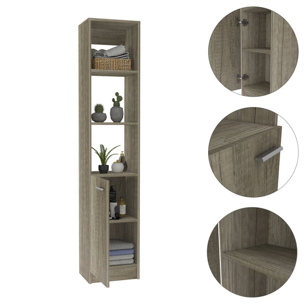 English Elm Malaga Linen Cabinet with Versatile Storage Shelves, Single Door Design, Durable Particle Board Finish Beige 66.5 L x 16.9 W x 3.9 H B07091942