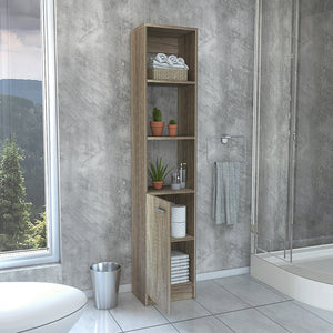 English Elm Malaga Linen Cabinet with Versatile Storage Shelves, Single Door Design, Durable Particle Board Finish Beige 66.5 L x 16.9 W x 3.9 H B07091942