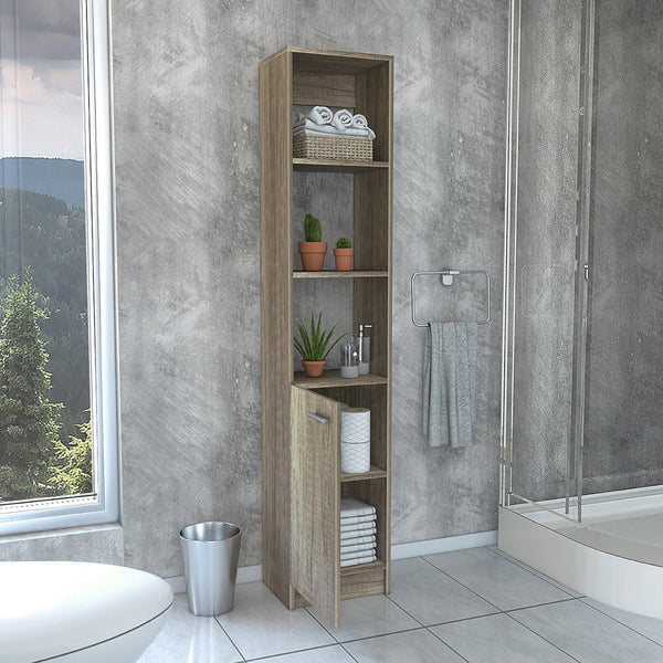 English Elm Malaga Linen Cabinet with Versatile Storage Shelves, Single Door Design, Durable Particle Board Finish Beige 66.5 L x 16.9 W x 3.9 H B07091942