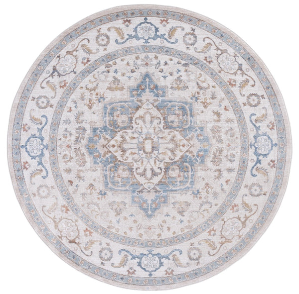 Safavieh Ellwood Traditional Area Rug - Soft Polyester Craftsmanship For Cozy Living Spaces And Timeless Style Beige ,Blue Polyester Eld212a-4