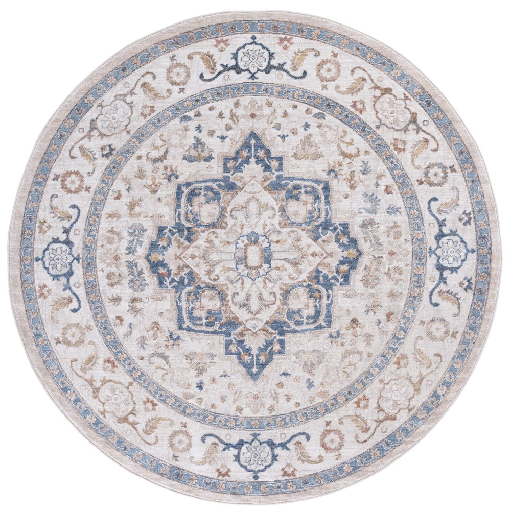 Safavieh Ellwood Traditional Area Rug - Soft Polyester Craftsmanship For Cozy Living Spaces And Timeless Style Beige ,Navy Polyester Eld212b-8