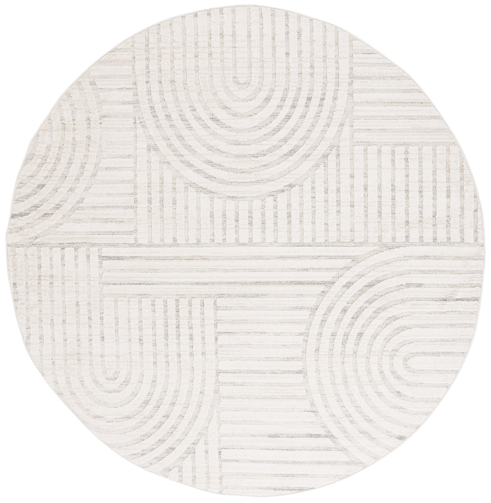Safavieh Elmhurst 6'7" Round Area Rug In Ivory And Grey - Modern Geometric Design For Elegant Spaces Ivory ,Grey 42% Polyester,27% Jute,26% Polypropylene,5% Latex Elh562a-7r