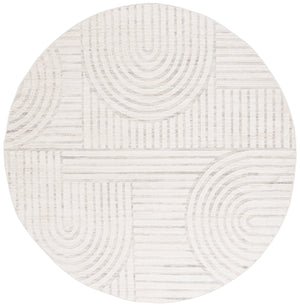 Safavieh Elmhurst 6'7" Round Area Rug In Ivory And Grey - Modern Geometric Design For Elegant Spaces Ivory ,Grey 42% Polyester,27% Jute,26% Polypropylene,5% Latex Elh562a-7r