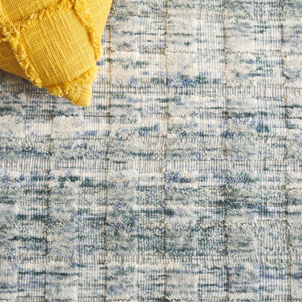 Safavieh Element Hand Loomed Wool Runner Abstract Teal Beige for Hallways and Entryways ELM501J-29