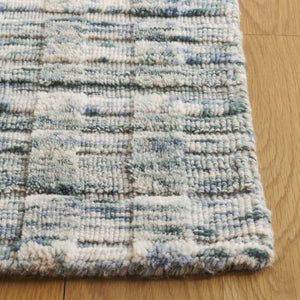 Safavieh Element Hand Loomed Wool Runner Abstract Teal Beige for Hallways and Entryways ELM501J-29