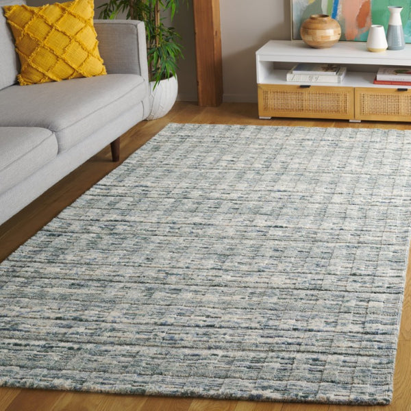 Safavieh Element Hand-Loomed Wool Area Rug Abstract Teal Beige for Living Room or Bedroom ELM501J-5