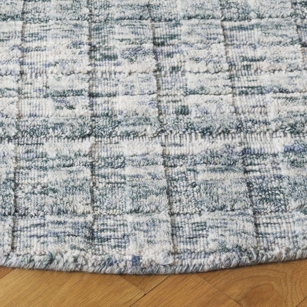 Safavieh Element Hand Loomed Wool Round Rug Abstract Teal Beige for Living or Bedroom ELM501J-6R