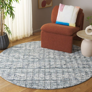 Safavieh Element Hand Loomed Wool Round Rug Abstract Teal Beige for Living or Bedroom ELM501J-6R