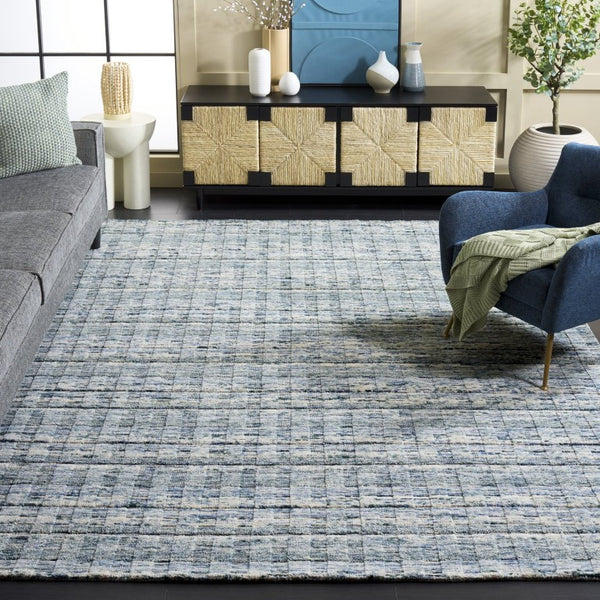 Safavieh Element Hand Loomed Wool Abstract Area Rug in Teal and Beige for Modern Living ELM501J-8